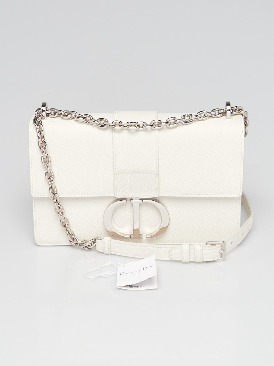 Christian Dior White Grained Calfskin Leather Montaigne 30 Flap Bag - Yoogi's  Closet