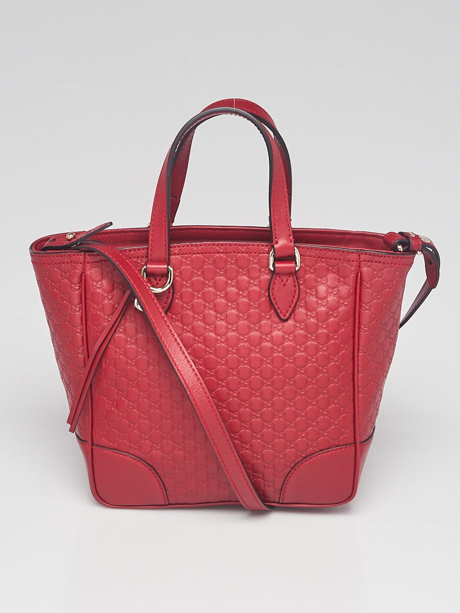 GUCCI Small Bree Microguccissima Leather Tote Crossbody Bag Red 449241