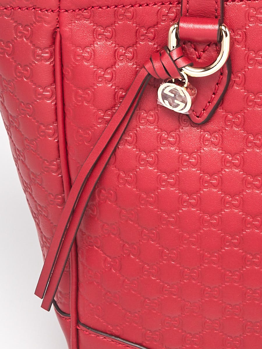 GUCCI Small Bree Microguccissima Leather Tote Crossbody Bag Red 449241