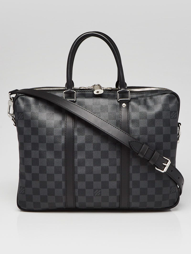 Louis Vuitton e shoulder bag in damier graphite canvas and black  leather