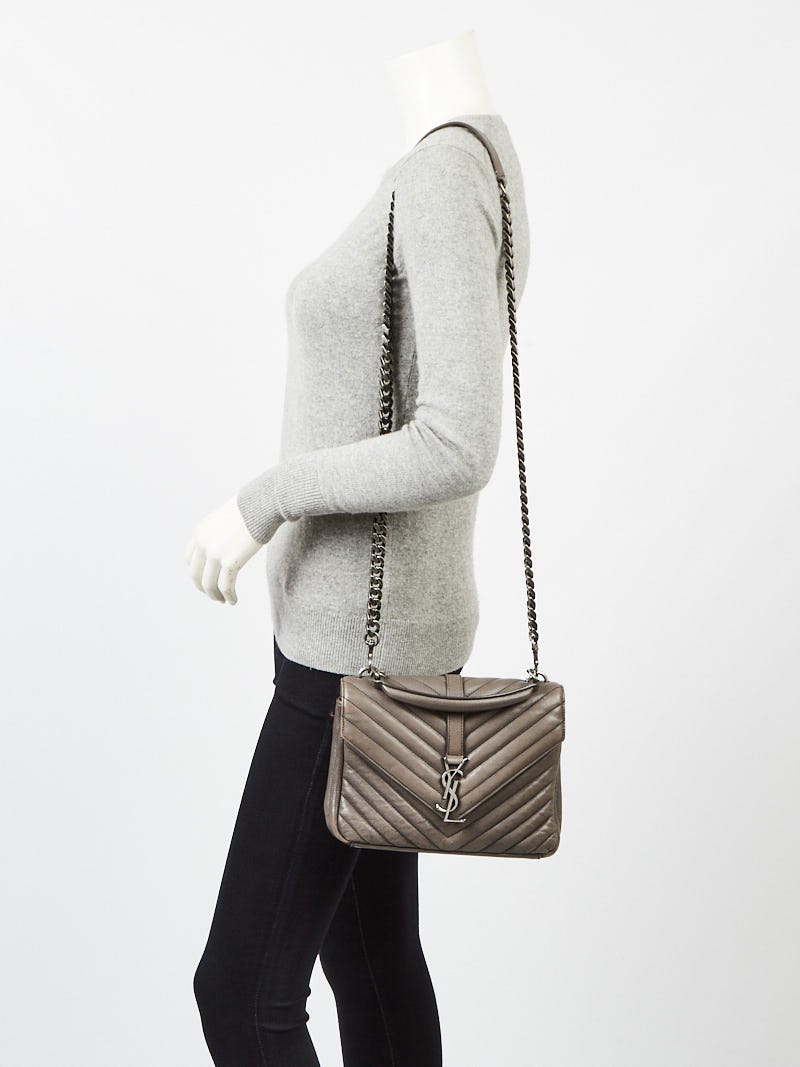Yves Saint Laurent Grey Leather/Suede Medium Bellechasse Satchel Bag -  Yoogi's Closet