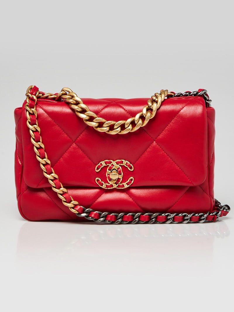21S Chanel 19 Red Flap Bag Small  Boutique Patina
