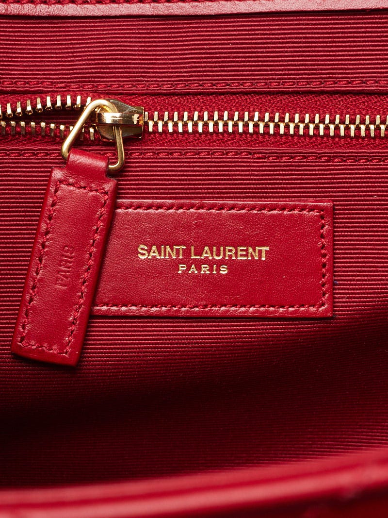 Yves Saint Laurent Red Quilted Leather Large Monogram Flap