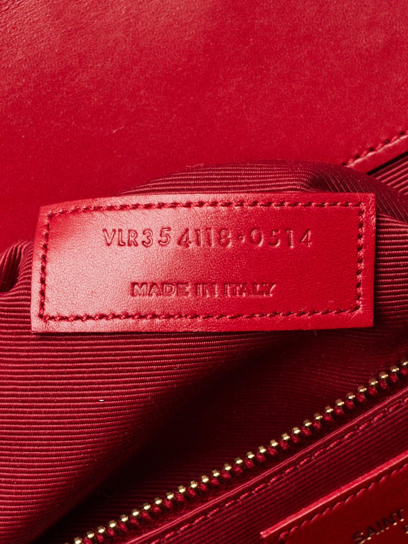 Yves Saint Laurent Red Quilted Leather Large Monogram Flap
