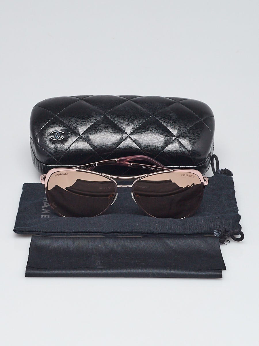 Chanel Rose Gold Mirror Summer Pilot Sunglasses - 4223 - Yoogi's