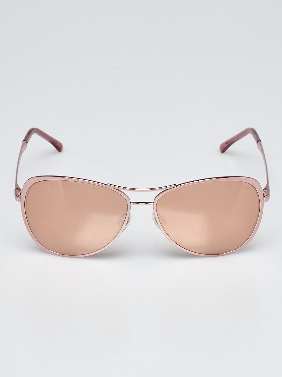 Chanel Rose Gold Mirror Summer Pilot Sunglasses - 4223 - Yoogi's