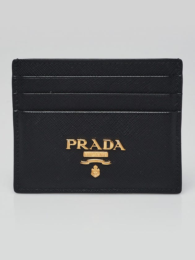 Prada Black Saffiano Metal Leather Card Holder 1MC025
