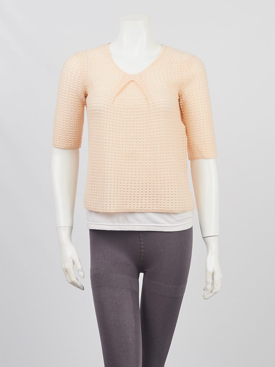Louis Vuitton Pink Cashmere Blend Mesh Short Sleeve Sweater Size S -  Yoogi's Closet