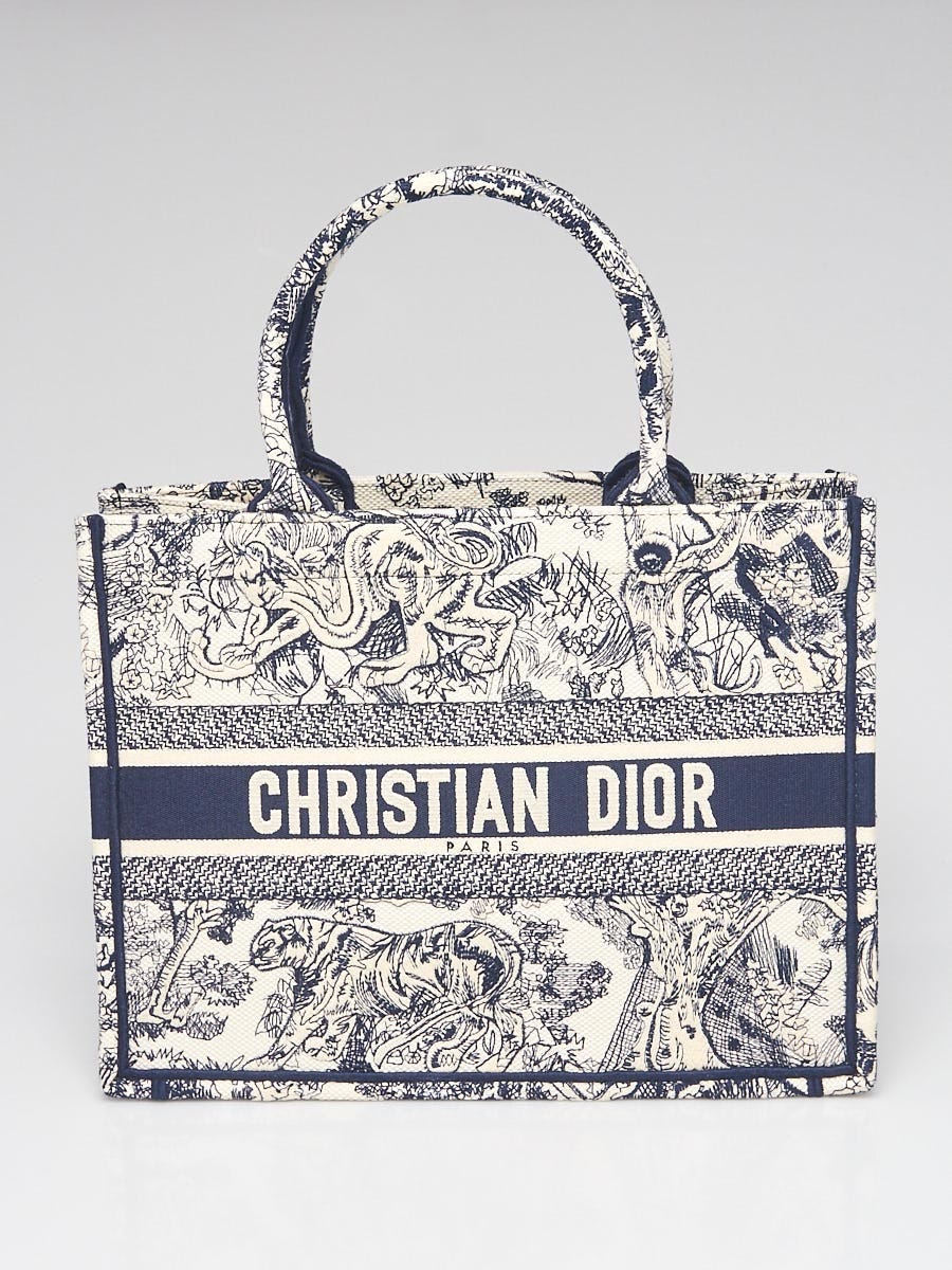 Christian Dior Blue Logo Canvas Small Satchel Tote Bag - Yoogi's Closet