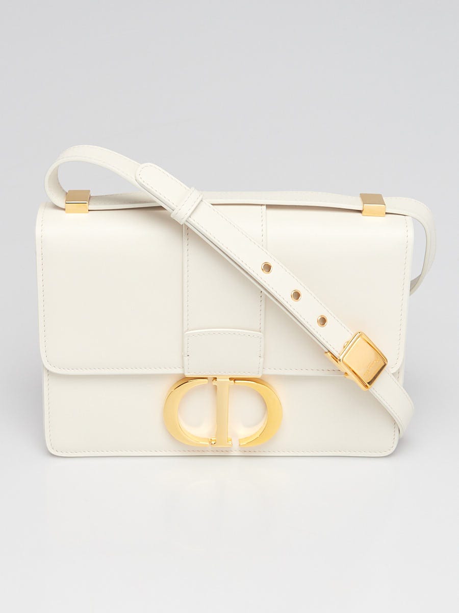 Christian Dior White Smooth Calfskin Leather Montaigne 30 Flap Bag