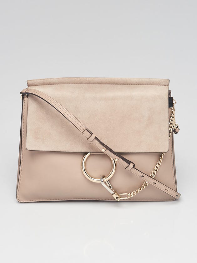 Chloe Motty Grey Leather/Suede Faye Medium Shoulder Bag