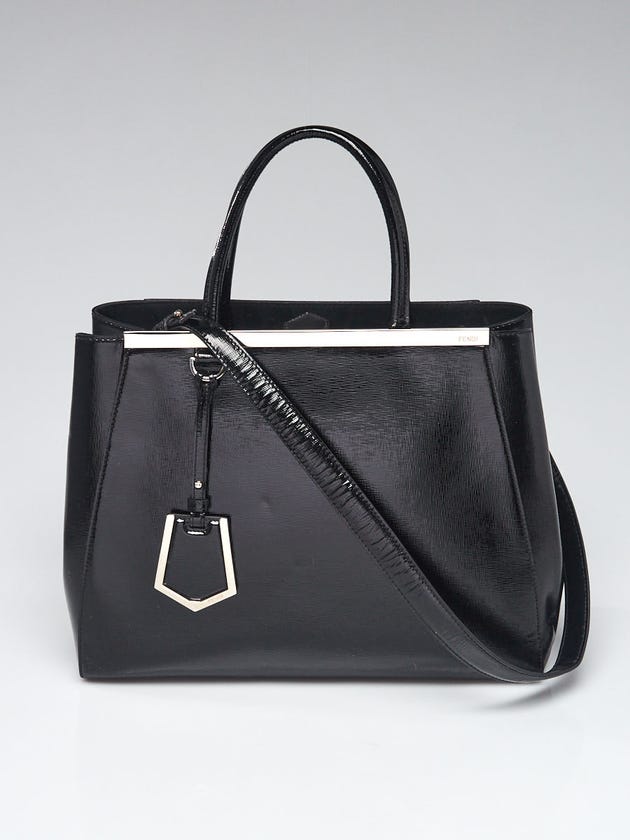 Fendi Black Vitello Patent Leather Medium 2Jours Elite Tote Bag 8BH250