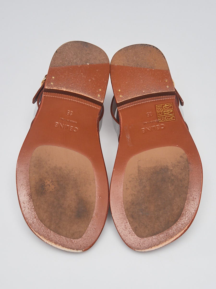 Celine Silver Leather Flat Sandals Size 4.5/35