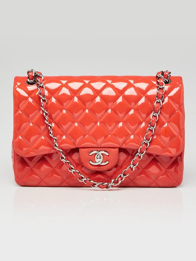 Chanel Pink Quilted Patent Leather Classic Jumbo Double Flap Bag