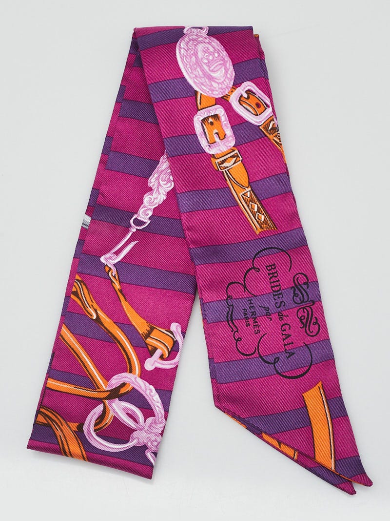 Hermes Purple/Pink Silk Brides De Gala Printed Twilly | Yoogi's Closet