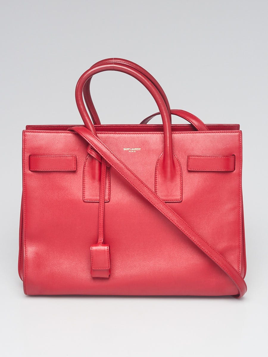 Yves Saint Laurent Red Leather Small Sac de Jour Bag - Yoogi's Closet