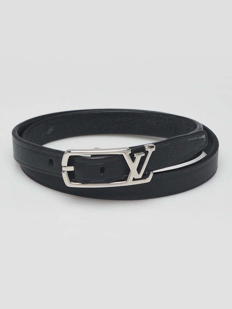 Louis Vuitton Black Leather Neogram Double Coiled Bracelet Size 19