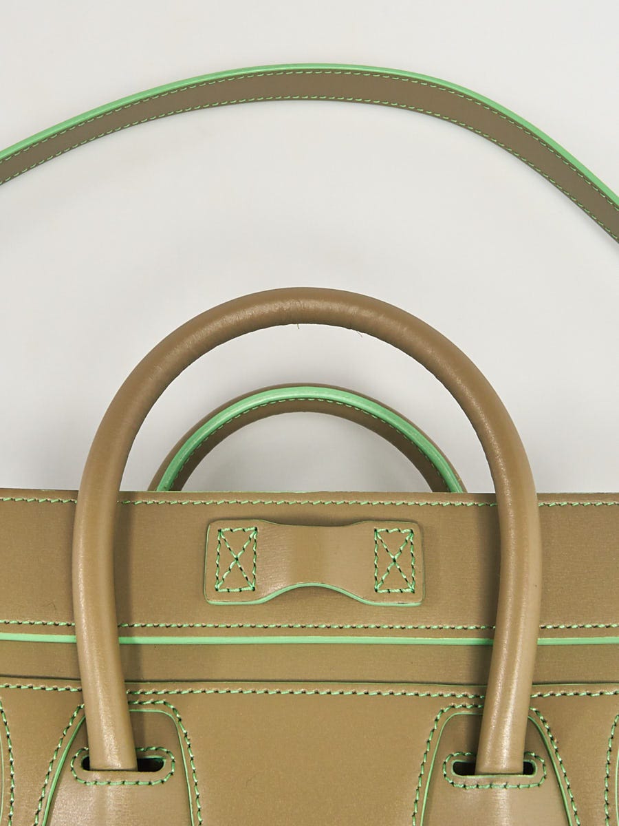 Celine Green Smooth Leather Nano Reverse Luggage Tote Bag