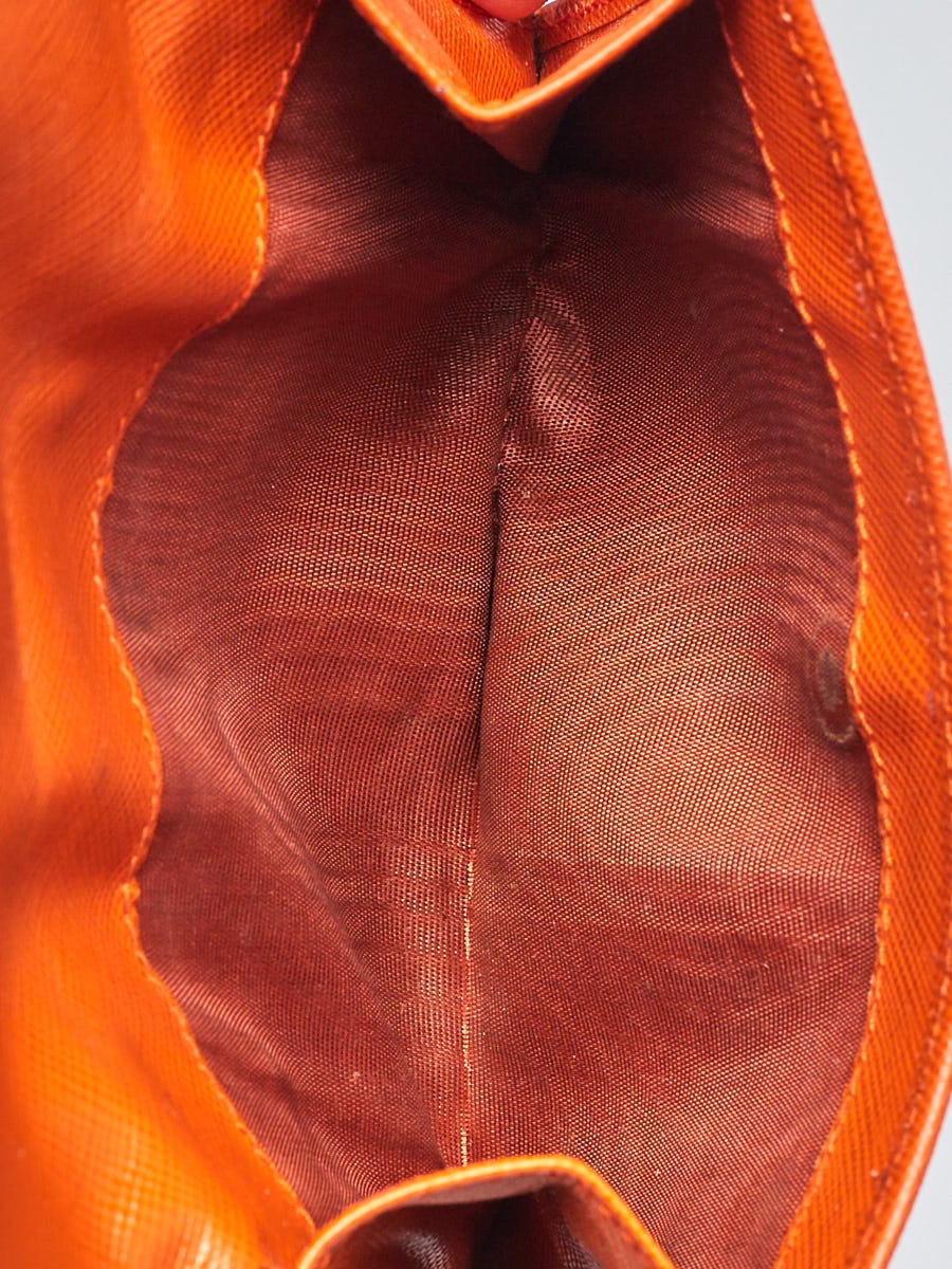 Prada Orange Saffiano Leather Flap Wallet | Yoogi's Closet