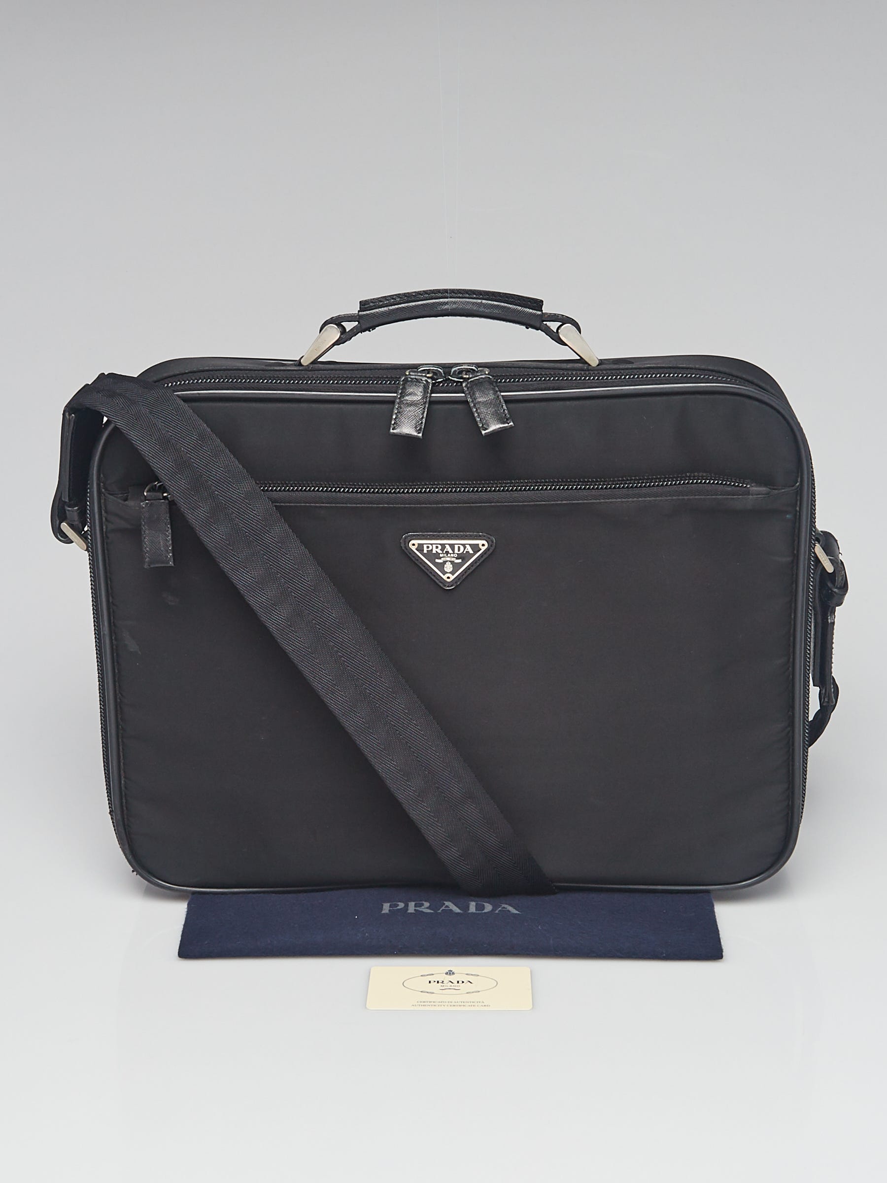 Prada Black Viaggio Nylon Briefcase Bag V147 | Yoogi's Closet