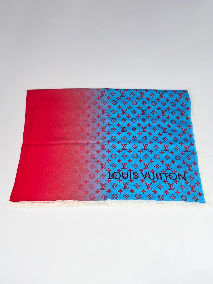 Louis Vuitton Red/Blue Monogram Wool Telling Stole Scarf - Yoogi's
