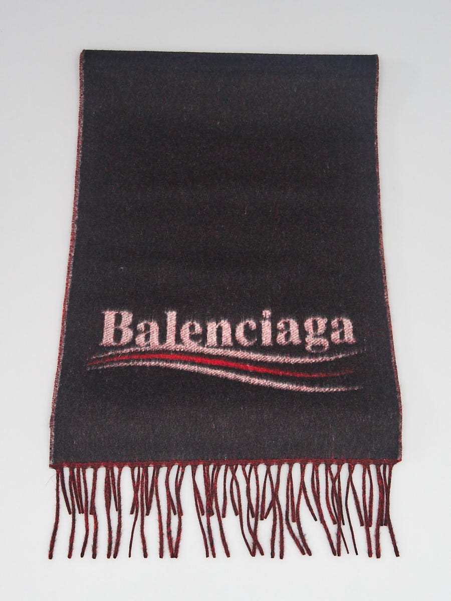 Balenciaga Black/Red Wool/Cashmere Blend Political Campaign