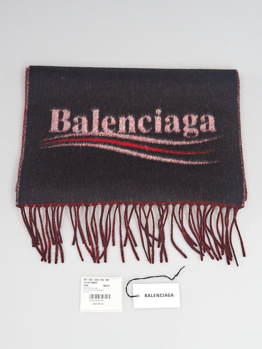 Balenciaga Black/Red Wool/Cashmere Blend Political Campaign