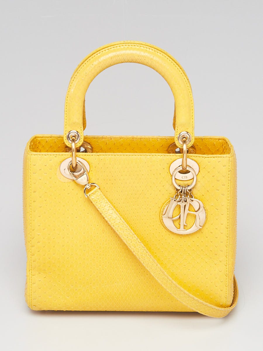 Christian Dior Yellow Python Medium Lady Dior Bag