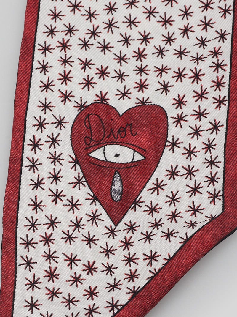 Christian Dior モンターニュ スカーフ Christian Dior White/Red Silk Montaigne 30 Tarot Mizah Scarf