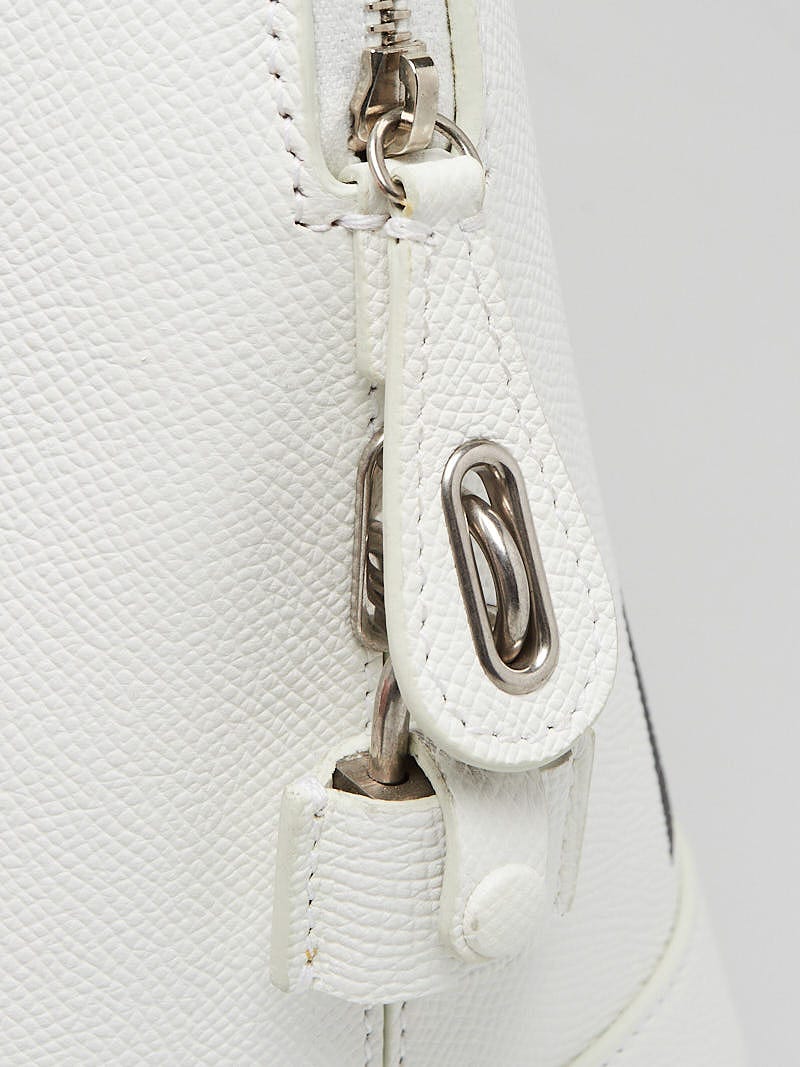Balenciaga White Stamped Calfskin Leather Medium Ville
