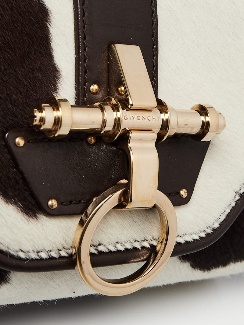 Givenchy Brown/White Pony Hair Obsedia Small Crossbody Bag