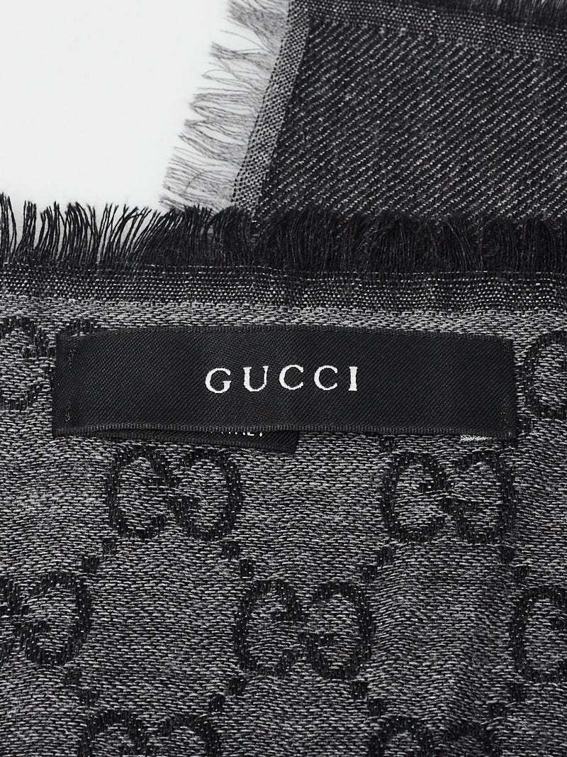 Louis Vuitton Black/Grey Cashmere/Silk Monogram Split Logo Scarf - Yoogi's  Closet