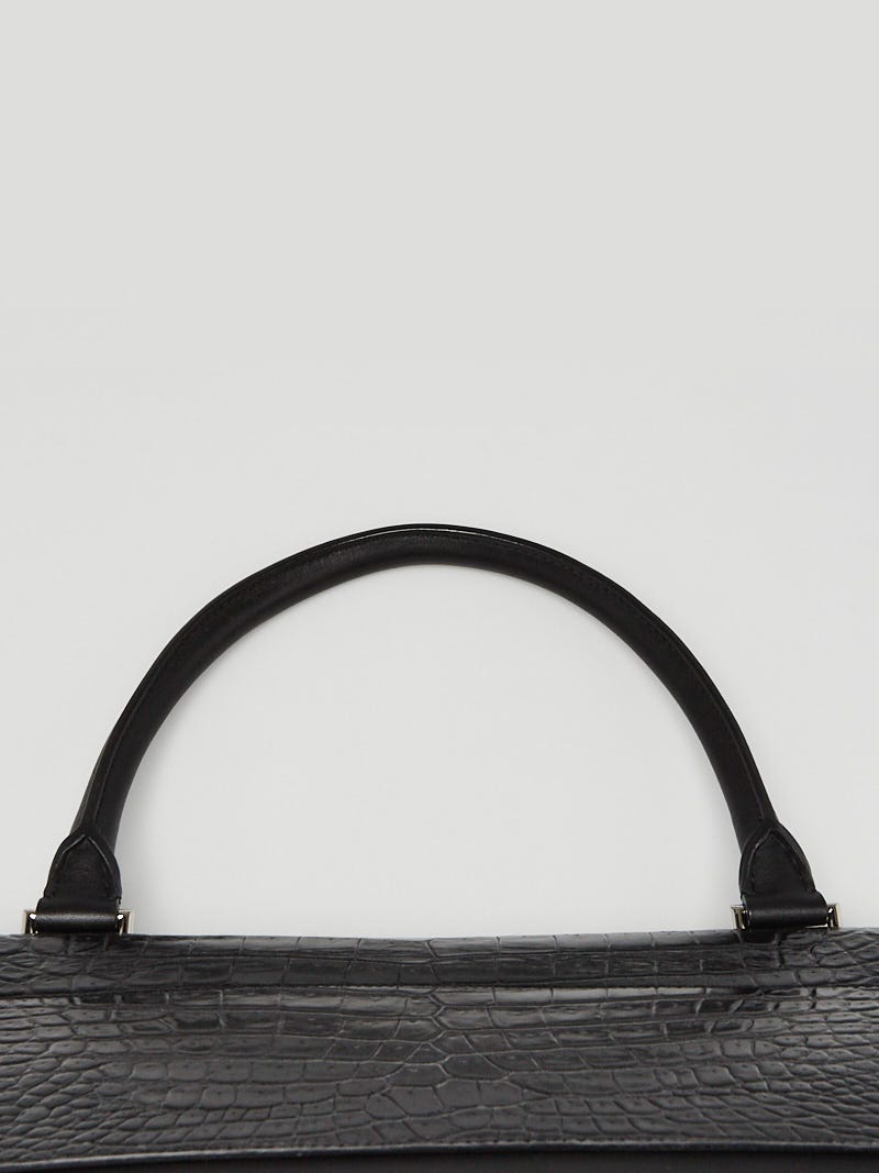 Givenchy Black Croc Embossed Leather Large Shark Bag Givenchy Black Croc Embossed Leather Large Shark Bag