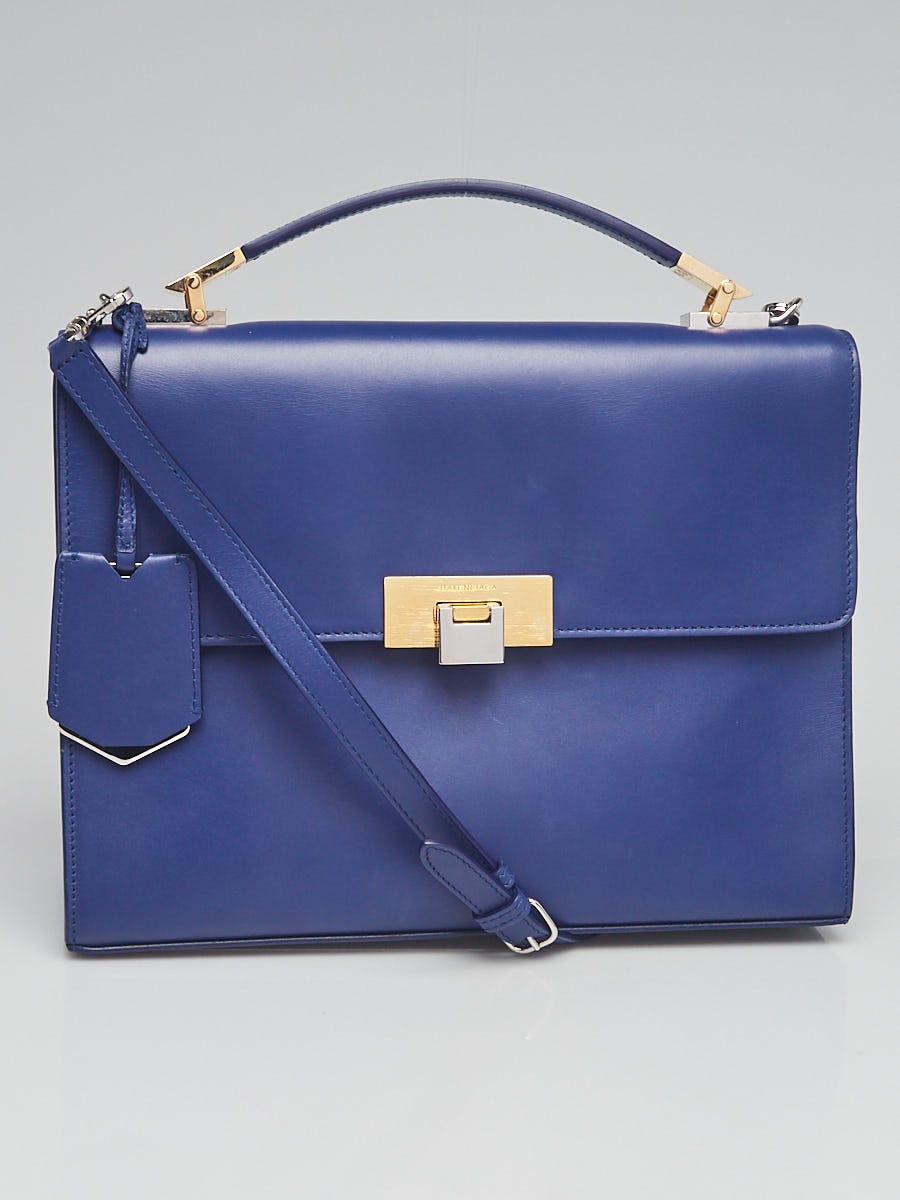 Svig Dwell Materialisme Balenciaga Blue Calfskin Leather Le Dix New Cartable S Bag - Yoogi's Closet