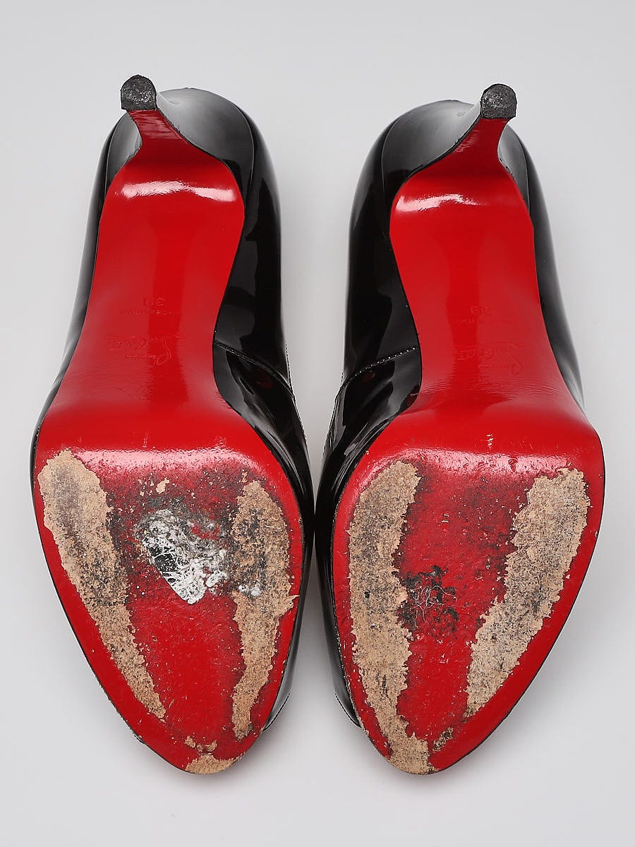 りな様【ほぼ未使用品】Christian Louboutin 黒 38 Christian Louboutin Black Patent Leather Hyper Prive 120 Pumps