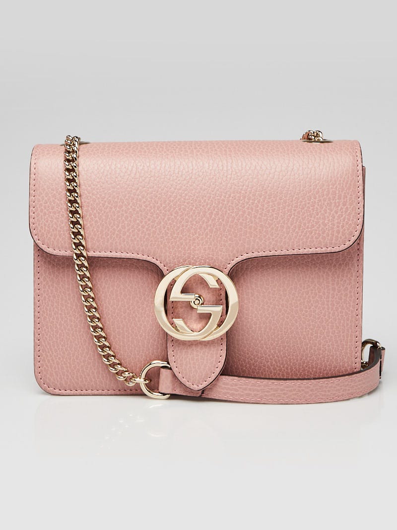 Gucci Interlocking Top Handle Bag (Outlet) Leather Small Pink