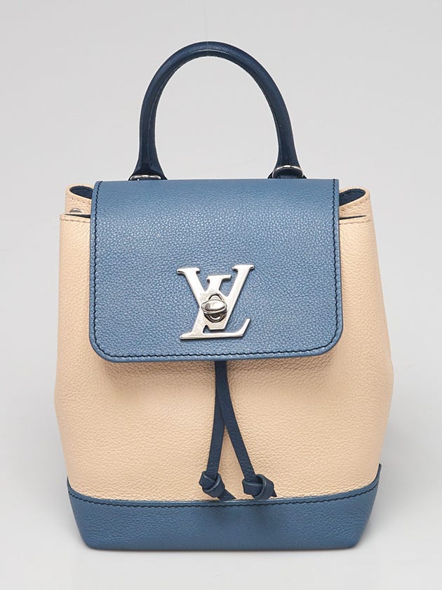 Louis Vuitton Blue/Ivory Calfskin Leather Mini Lockme Backpack Bag | Yoogi's Closet Louis Vuitton Blue/Ivory Calfskin Leather Mini Lockme Backpack Bag | Yoogi's Closet