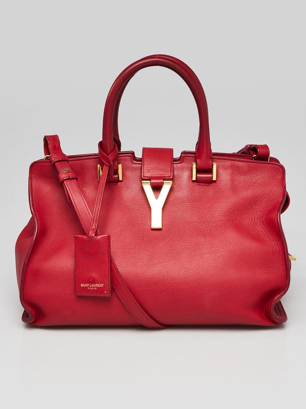 Yves Saint Laurent Red Calfskin Leather Small Cabas ChYc Bag