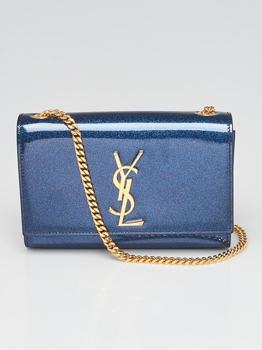 Yves Saint Laurent Blue Glitter Patent Leather Small Kate