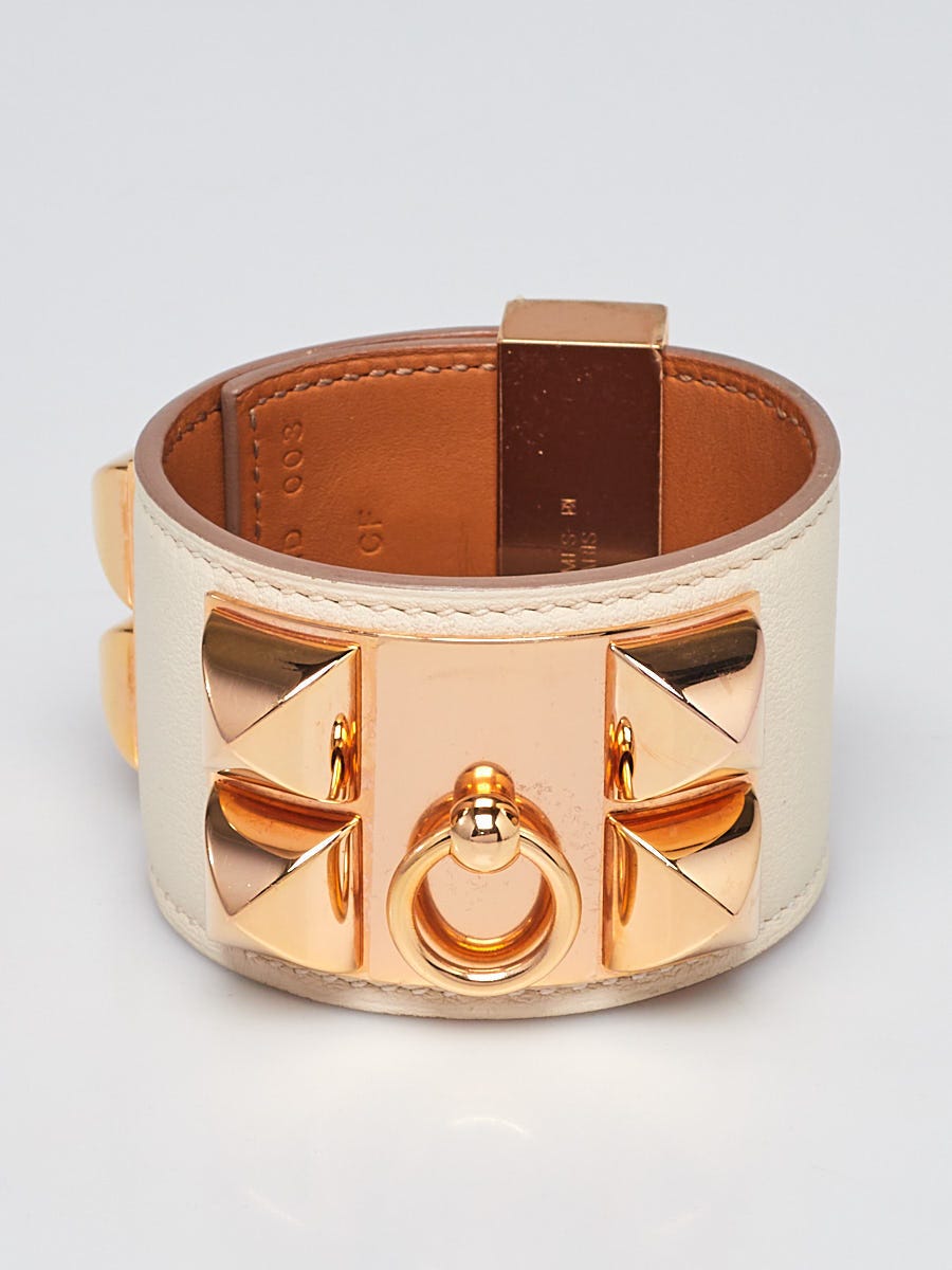Hermes Craie Swift Leather Rose Gold Plated Collier de Chien