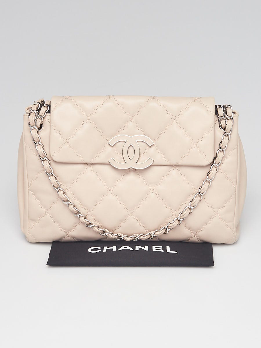 Chanel Grey Quilted Calfskin Leather Hampton Large Flap Tote Bag