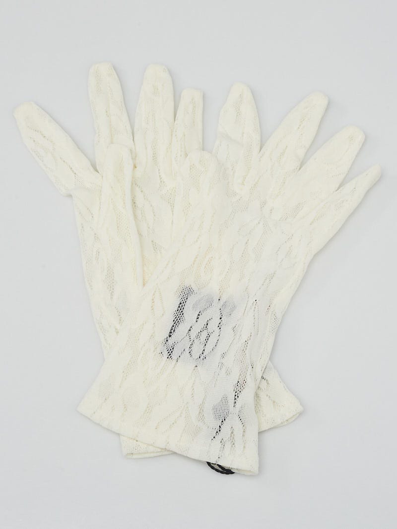 Gucci Gg-embroidered Tulle Gloves in Black