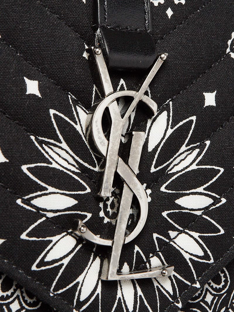 saint laulent クラヴァット　黒×白 Yves Saint Laurent Black Chevron Quilted Canvas Bandana Print