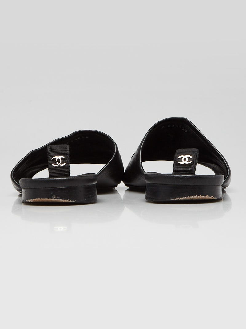 chanel black slide sandals