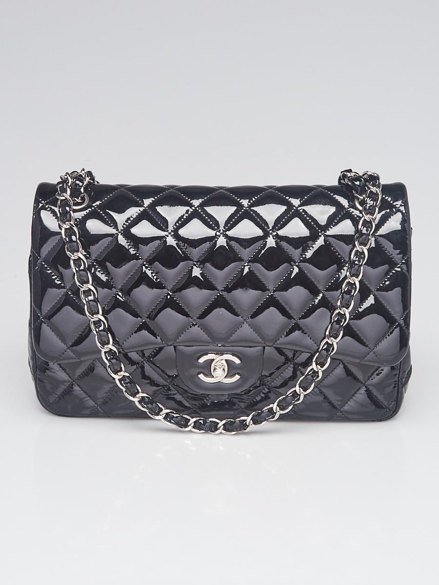 Chanel Black Quilted Patent Leather Classic Jumbo Double Flap Bag ...