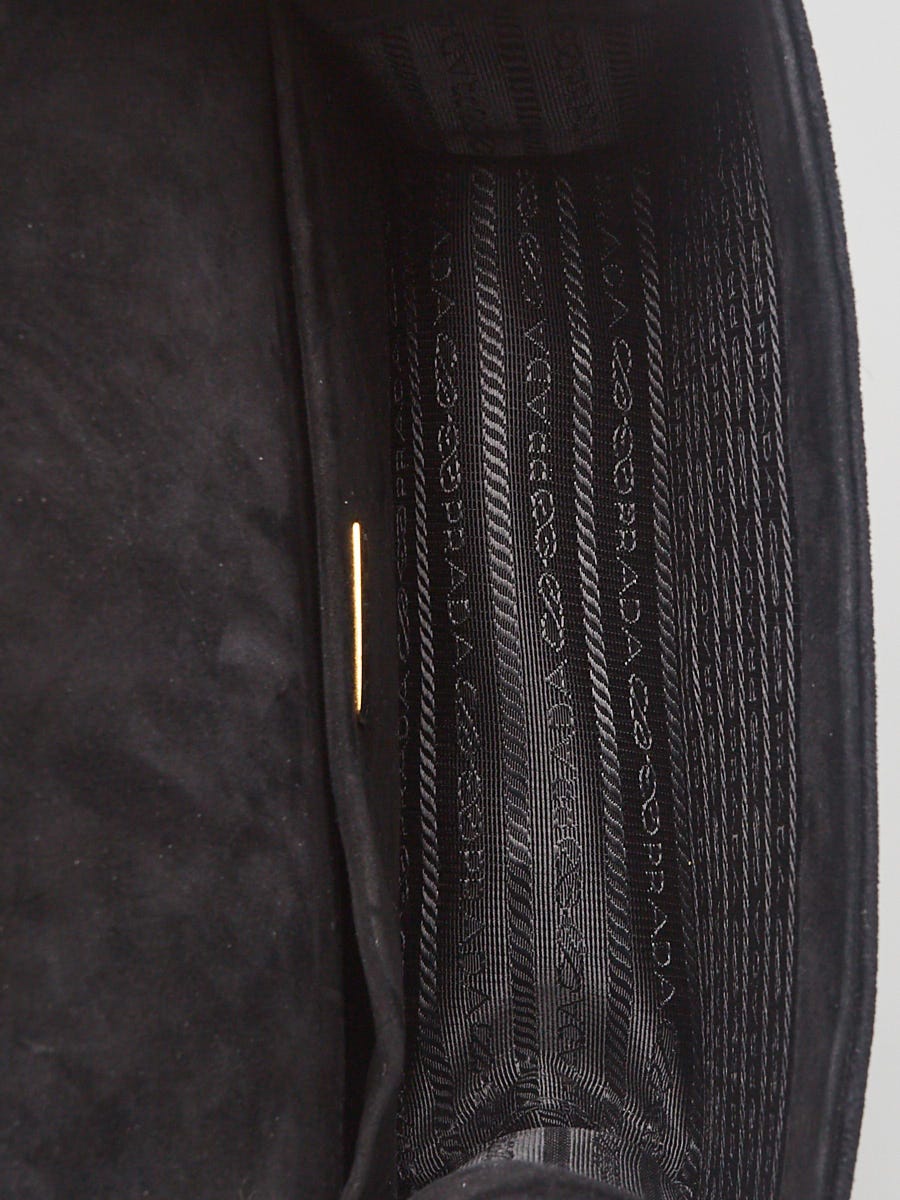 Prada Black/Multicolor Velvet Trompe L'oeil Cahier Shoulder Bag 1BD075 -  Yoogi's Closet