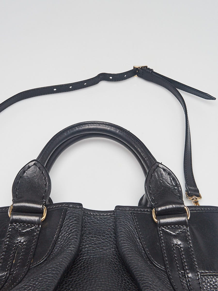 Burberry Black Leather Bridle Whipstitch Tote Bag