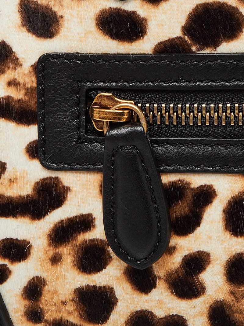Celine Leopard Print Pony Hair and Calfskin Leather Micro