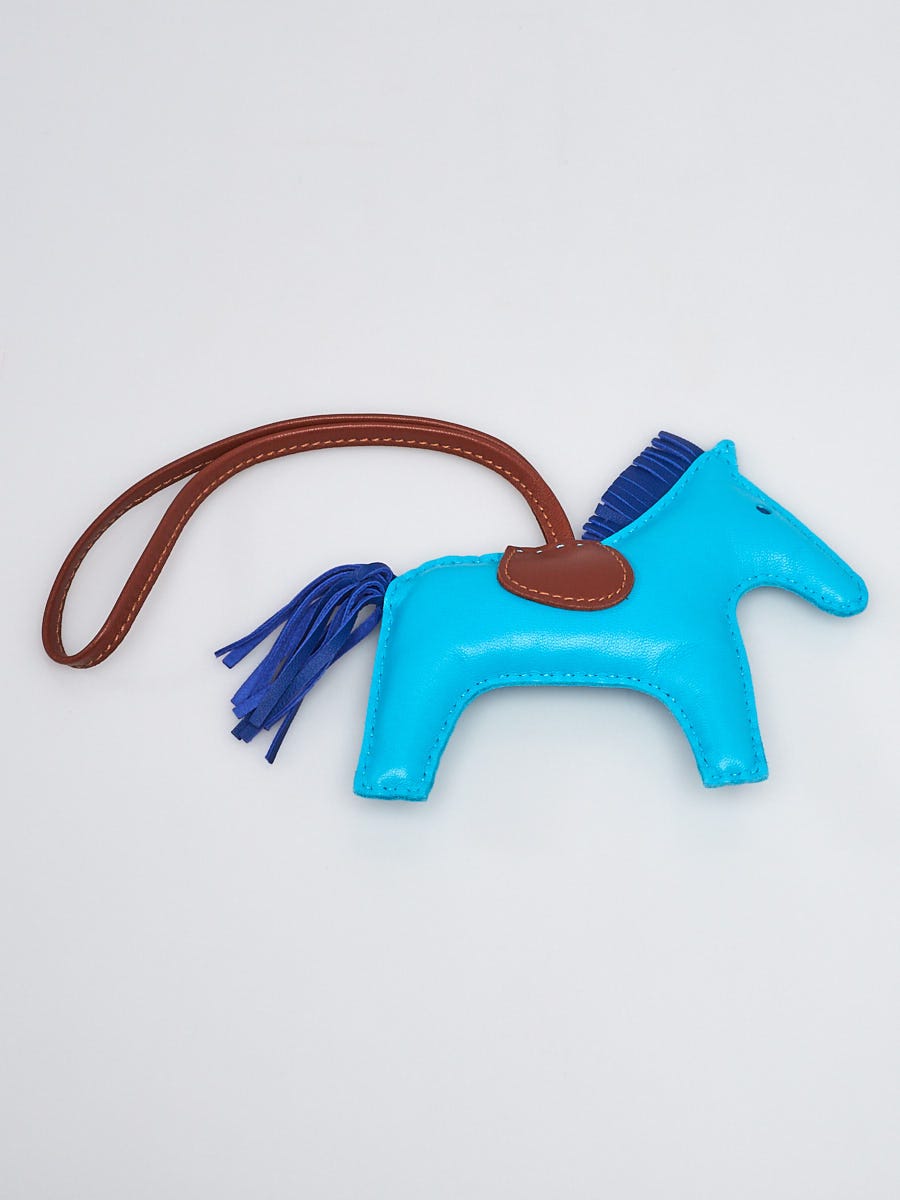 Hermes Blue Azteque Milo Lambskin Grigri Rodeo Horse Bag Charm MM