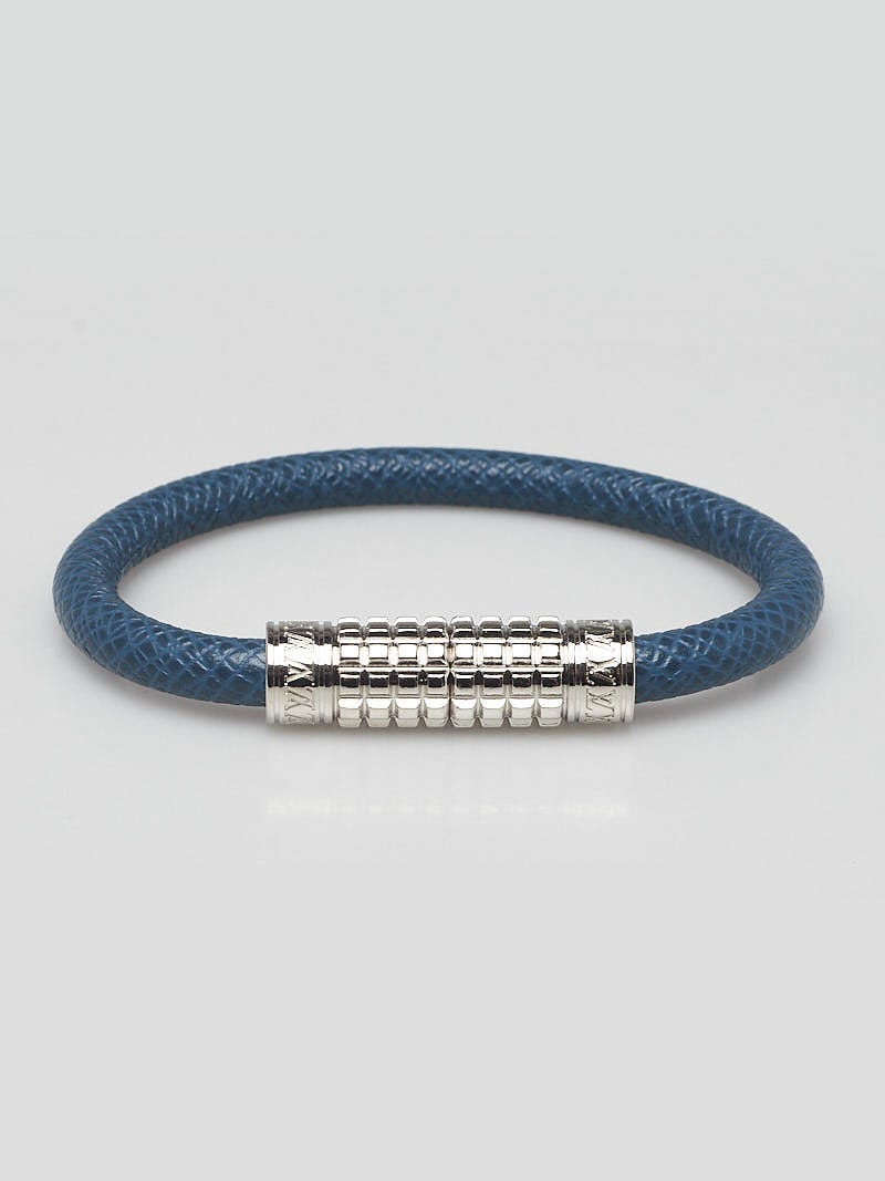Louis Vuitton Keep It Taiga Leather Bracelet Blue
